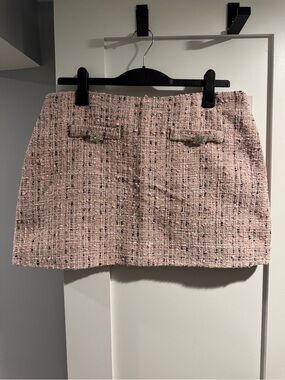 L’Atiste Women's Pink Tweed Mini Skirt NWT